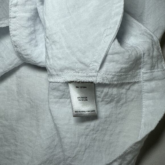 John Mark Size M White Blouse Button Front Wire Collar Tunic Top Artsy Lagenlook - Picture 9 of 14